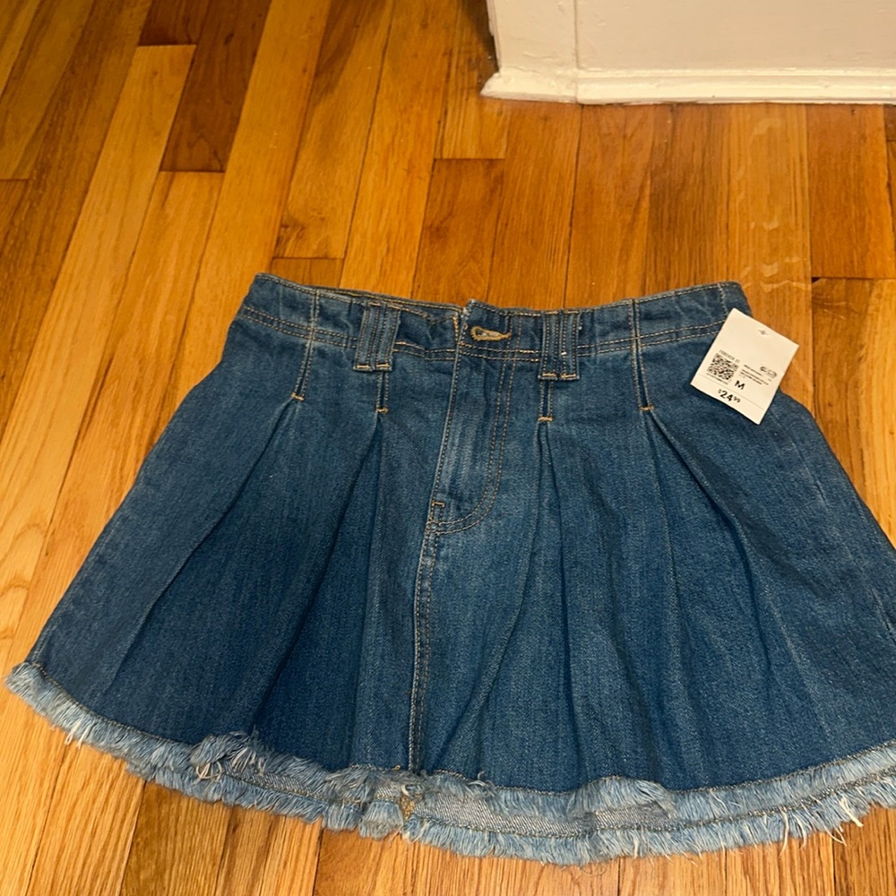 Denim Pleated Skirt